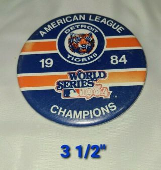 Vintage Detroit Tigers Pin 1984 World Series Champions Button
