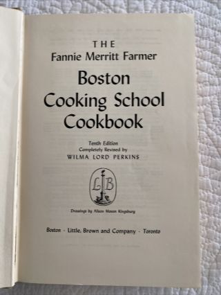 The Fannie Merritt Farmer Boston Cooking School Cook Book Tenth Edition HC/DJ 3