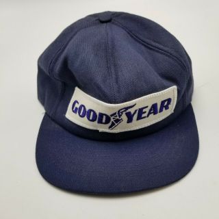 Good Year Swingster Patch Hat Cap Blue Adult Snapback Vintage Made In Usa B10