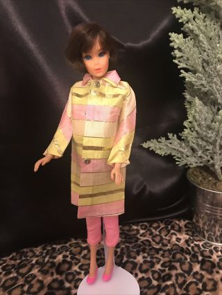 Vintage Barbie 1966 Coat All That Jazz 1848 Pink Yellow Gold Lame W/subs