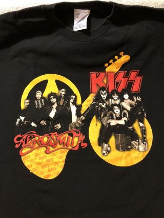 Vintage Aerosmith And Kiss Tour Dates T Shirt 2003 - 2004 Concert 2 Sided Xxl