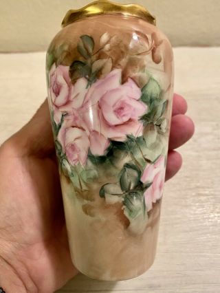 Vintage Antique Hand Painted Porcelain Bud Vase Circa Early 1900s