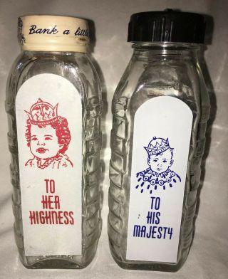 Vintage Samuel Callet Co Baby Bottles To His Majesty & To Her Highness Bank Cute