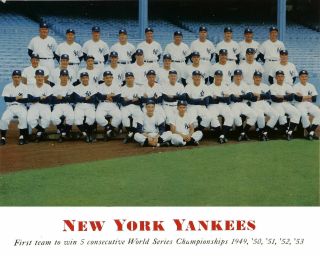 1954 York Yankees 8x10 Team Photo Baseball Picture Ny 5 Consecutive Champs