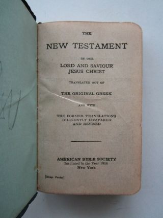 Vtg WWII 1940 ' s TESTAMENT US NAVY Issue American Bible Society Book 3