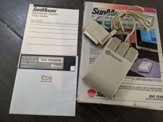 Vintage Rs - 232 Serial Mouse Suncom Sunmouse 3 - Button For Ibm Xt At Sun022 Dos