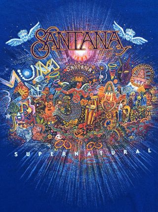 Vintage 1999 Santana Supernatural Tour Rock T Shirt Blue Xl Rare Double Sided