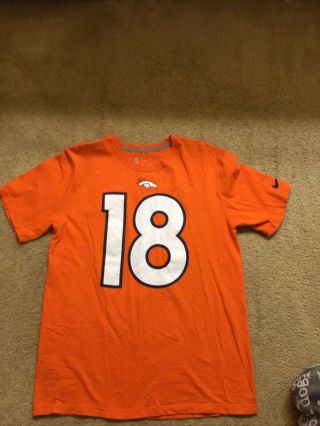 Nike Orange Denver Broncos Peyton Manning Short Sleeve T - Shirt Size L