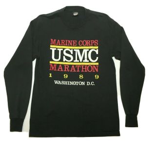 Vintage Usmc Marine Corps Marathon 1989 Washington D.  C.  Long Sleeve Large