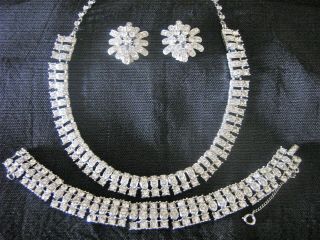 Vintage Sarah Coventry Parure " Premiere " Necklace Bracelet Earring Set 1966