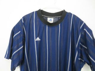 Vintage 90s Adidas 3 Stripe Jersey Shirt Blue Black White Mens Size Xl