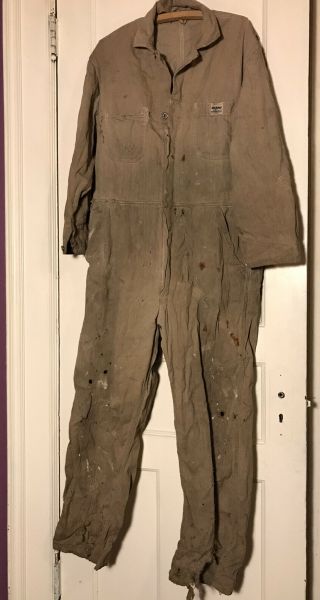 Vintage 1930s 1940s Nation - Alls Tan Brown Overalls Coveralls
