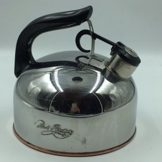 Vintage Paul Revere Ware Copper Bottom Whistling Tea Kettle A98 - H 2.  5 Quart