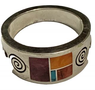 Vtg Native American Sterling Silver Multi Stone Ring Size 11 15 Grams