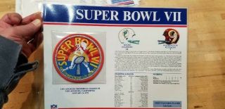Willabee & Ward Bowl Vii Patch Stat Card Redskins Vs Dolphins