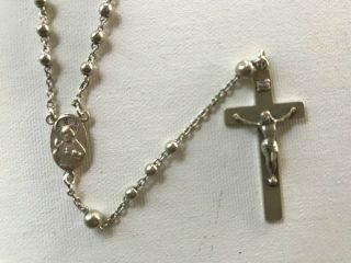 Vintage Sterling Silver Beaded Rosary 17 1/2 " Vertically