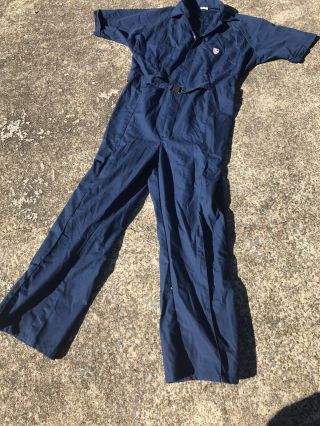Vintage 70s Para Suit Blue Short Sleeve Belted Mechanic Coveralls leisure 42 Reg 2