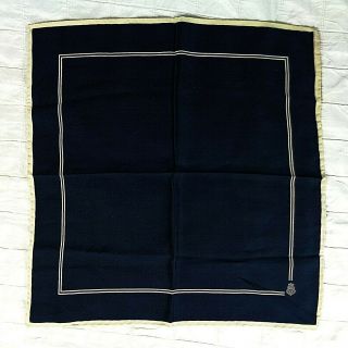 1960s Vintage Christian Dior 100 Silk 15 " Pocket Square Scarf In Navy Blue