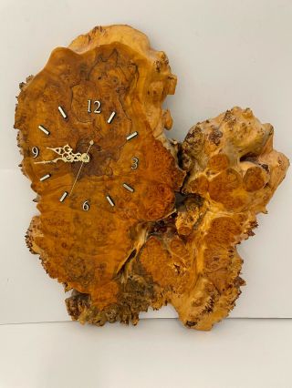 Large Vintage Burl Wood Battery Operated Wall Clock 16 " X 20 " Rustic Cabin