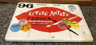Vintage 1960s Little Artist Watercolor Paints W/ Tin Page London Made In England
