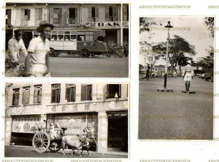 Postcard Size Photos Singapore Transport Trolley Bus Etc Vintage 1938