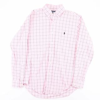 Vintage Ralph Lauren Classic Fit Pink 00s Long Sleeve Check Shirt Mens M
