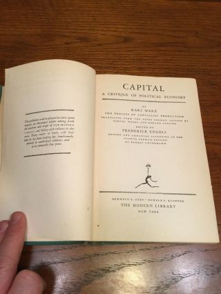 Capital Karl Marx Modern Library 1906 First American Edition 3