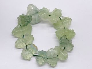 Vintage Carved Chinese Glass Or Jade Green Fish Koi Ladies Bracelet Bangle
