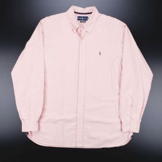 Vintage Ralph Lauren Classic Fit Pink Logo Long Sleeve Casual Shirt Mens Xl