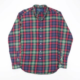 Vintage Ralph Lauren Classic Fit Green 00s Long Sleeve Check Shirt Mens L