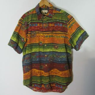Vtg The Territory Ahead Mens Large Aztec Southwestern Ss 100 Cotton Camp Shirt