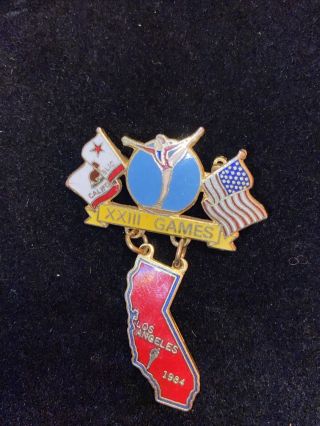 Vintage 1984 Pin Games Of The Xxiii Olympiad Los Angeles California Flag State