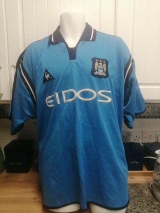 Vintage Manchester City Home Shirt Le Coq Sportif Eidos 1999/2001 Size 50 - 52