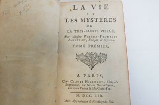 (s) Vintage French Hardcover La Vie Et Les Mysteres De La Tres - Sainte Vierge