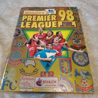 Vintage Merlins Premier League 98 Official Sticker Album Complete