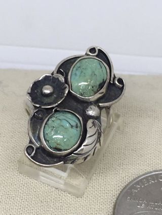 Sz 6.  5 Vintage Sterling Silver American Indian Turquose Ring 6.  3g 34 - 17