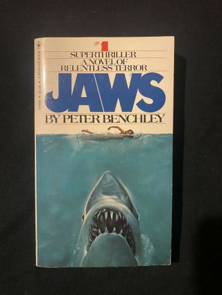Jaws Vintage Movie Tie In Paperback Book Peter Benchley 1975 Shark