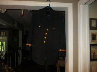 Vintage Us Army Dress Military Jacket Made In Usa 40 Short Vg W/orig Hat