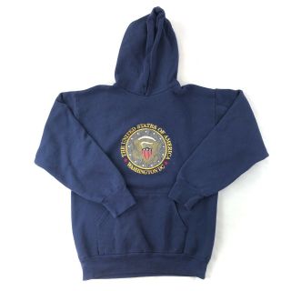 Vintage 80s 90s United States Of America Hoodie Sweatshirt Large Embroidered