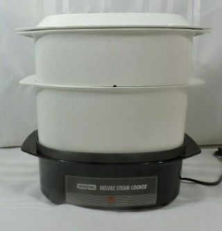 Waring Deluxe Food Steamer Rice Cooker 6 Quart Multi - Level Vintage Perfect