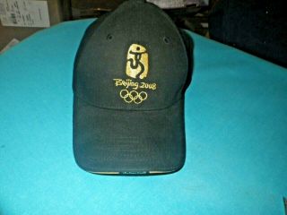 Beijing China 2008 Olympics Baseball Cap/hat Adjustable Back Gold/black