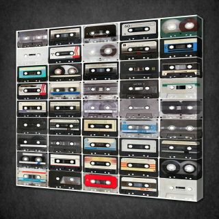 Retro Vintage Music Cassettes Canvas Wall Art Picture Print Ready To Hang