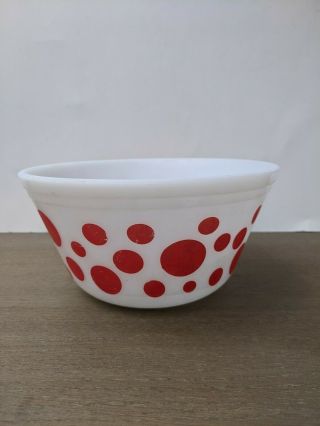 Vintage Federal Glass Red Polka Dot Mixing Bowl