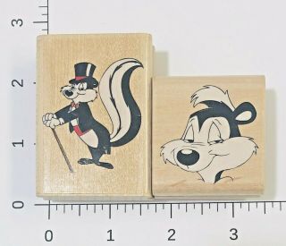 Pepe Le Pew And Ma Cherie Amoure Lot 2 Stamps Looney Tunes Rubber Stampede Vtg