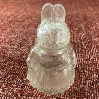 Vintage Textured Clear Glass Bunny In A Dress Head Lid Candy Jar Anchor Hocking?