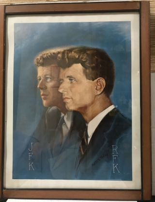 Vintage John F.  Kennedy And Robert F.  Kennedy Jfk Rfk By Alton Tobey Framed