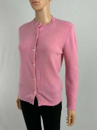 Vintage 60s 70s Bubblegum Pink Cardigan Sweater Orlon Acrylic Knit Preppy S 3