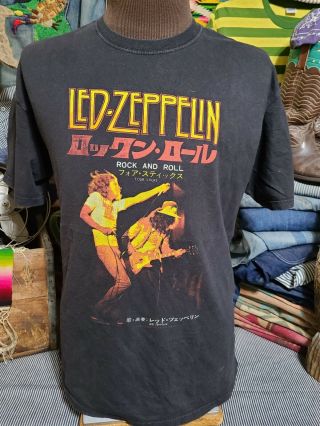 Vtg 90s 00s Led Zeppelin Japan Rock Concert Tour Music Fan Band T Shirt 42 L