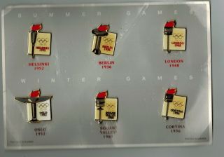 Official Set Of 6 Summer & Winter Olympic Games Pins Issued By The Ioc 100th Ann