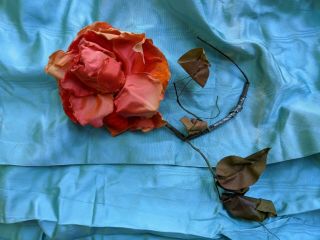1930s Large Size Velvet And Silk Satin Cabbage Rose For Dress